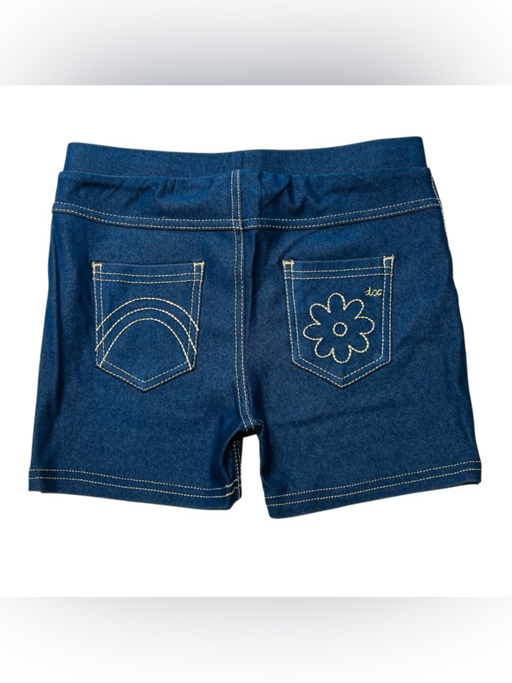 deux par deux Dark Blue Denim-Style Shorts with Flower Pocket